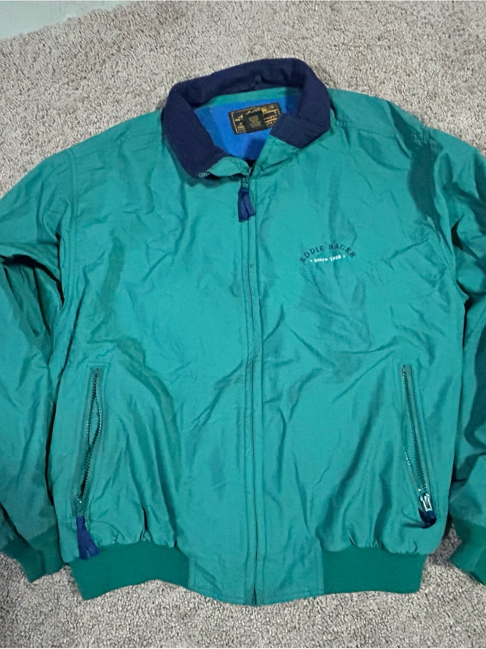 Vintage Eddie Bauer Bomber Jacket Mens XL Green Fleece Lined USA Made 80s